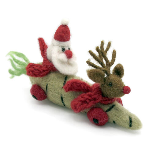 Amica Felt Christmas Parsnip Car With Santa & Reindeer 12cm